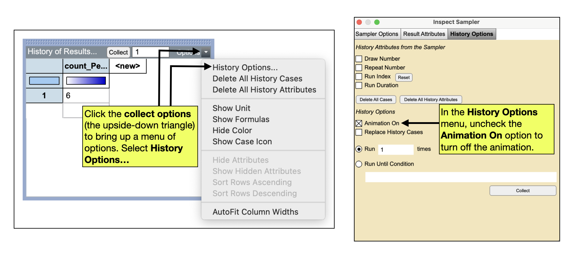 Turning off the animation can speed up the collection of summary measures.